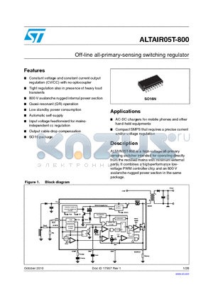 ALTAIR05T-800 datasheet - Off-line all-primary-sensing switching regulator