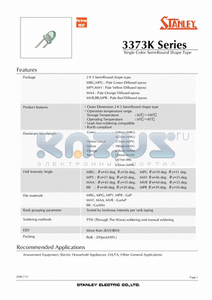 BR3373K datasheet - Single Color Semi-Round Shape Type