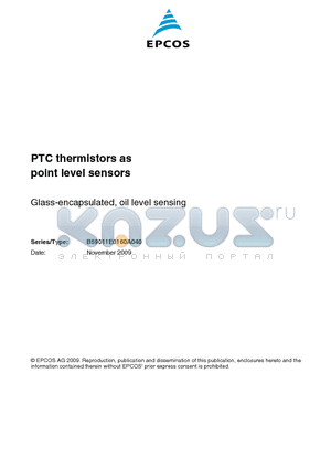 B59011E0160A040_09 datasheet - PTC thermistors as point level sensors