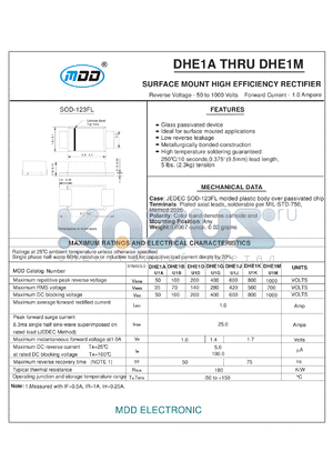 DHE1A datasheet - SURFACE MOUNT HIGH EFFICIENCY RECTIFIER