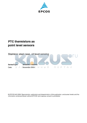 B59050D1120B040 datasheet - PTC thermistors as point level sensors