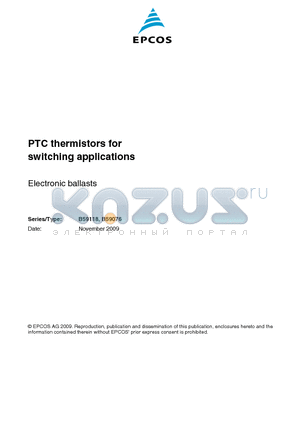 B59076 datasheet - PTC thermistors for switching applications