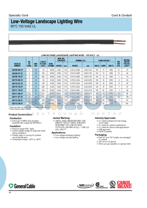 02312.38.01 datasheet - Low-Voltage Landscape Lighting Wire 60jC 150 Volts UL