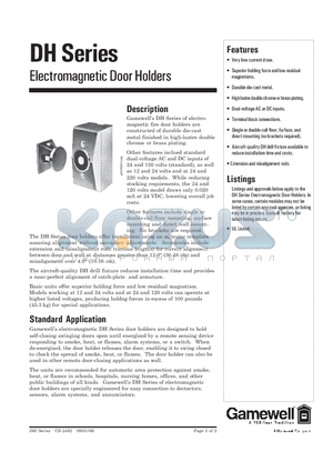 DHE2B datasheet - Electromagnetic Door Holders