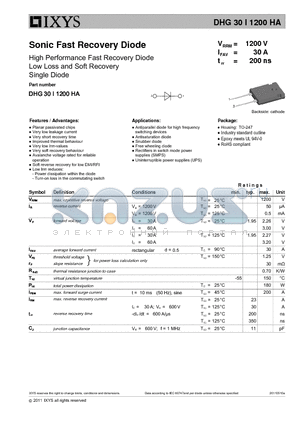 DHG30I1200HA datasheet - Sonic Fast Recovery Diode