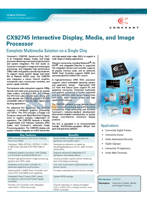 CX92745 datasheet - Connected Digital Frames