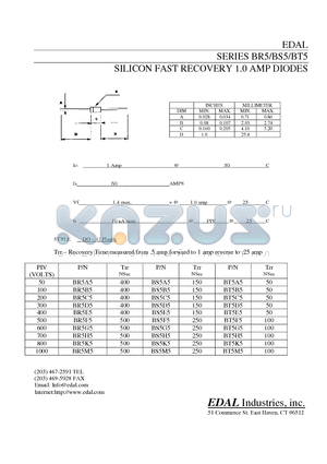 BR5E5 datasheet - SILICON FAST RECOVERY 1.0 AMP DIODES