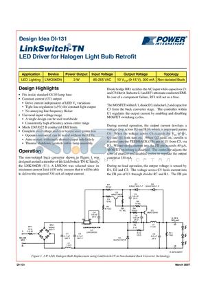DI-131 datasheet - LED Driver for Halogen Light Bulb Retrofit