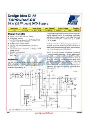 DI-55 datasheet - 20 W (25 W peak) DVD Supply