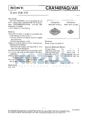 CXA1481AR datasheet - 8 mm VCR ATF