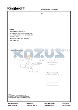 BR8.7 datasheet - SPACER FOR LED LAMP