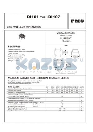 DI104 datasheet - SINGLE PHASE 1.0 AMP BRIDGE RECTIFIERS