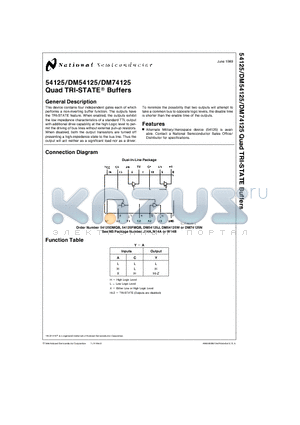 54125FMQB datasheet - Quad TRI-STATE Buffers