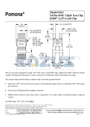 5413 datasheet - 14 Pin SOIC Clip Test Clip