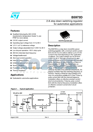 B5973D datasheet - 2 A step down switching regulator for automotive applications
