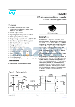 B5973D_0808 datasheet - 2 A step down switching regulator for automotive applications