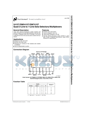 54157 datasheet - Quad 2-Line to 1-Line Data Selectors/Multiplexers