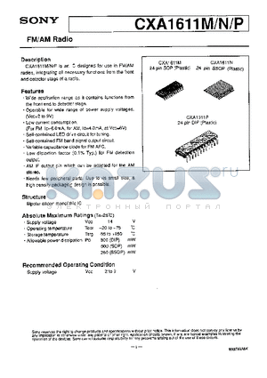 CXA1611M datasheet - FM/AM RADIO