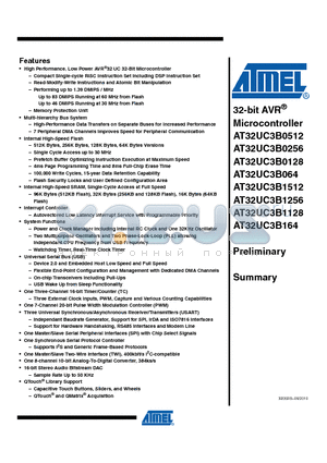 AT32UC3B1128-AUT datasheet - 32-bit AVR Microcontroller
