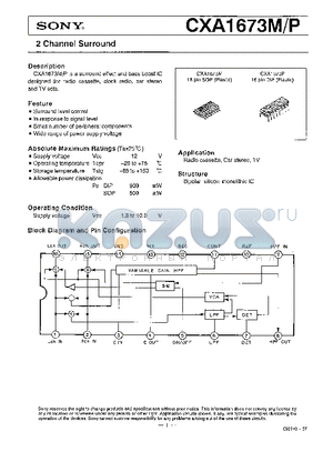 CXA1673 datasheet - 2 CHANNEL SURROUND