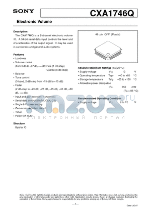 CXA1746Q datasheet - Electronic Volume