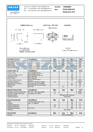 DIL05-2A66-21R datasheet - DIL Reed Relay