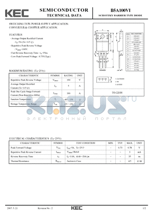 B5A100VI_07 datasheet - SCHOTTKY BARRIER TYPE DIODE