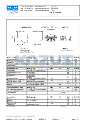 DIL05-2A75-21Q_DE datasheet - (deutsch) DIL Reed Relay