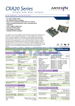 CXA20-48D12J datasheet - 20 W DC-DC Converters