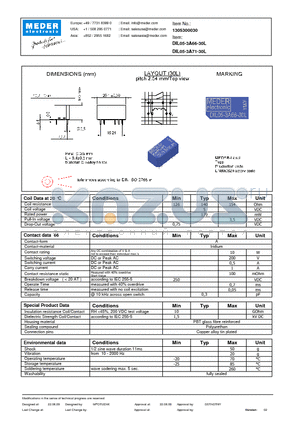 DIL05-3A66-30L datasheet - DIL Reed Relay
