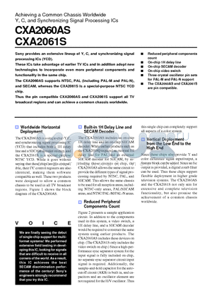 CXA2061S datasheet - Achieving a Common Chassis Worldwide Y, C, and Synchronizing Signal Processing ICs