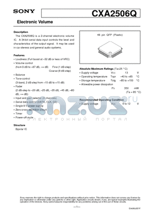 CXA2506Q datasheet - Electronic Volume