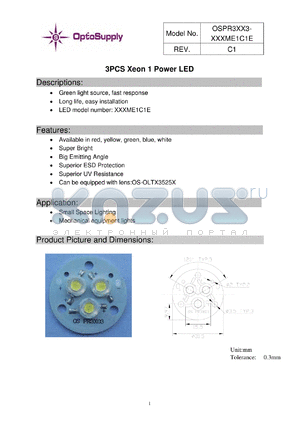 B5XME1C1E datasheet - 3PCS Xeon 1 Power LED Green light source, fast response