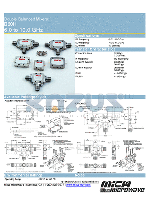 B60H datasheet - Double Balanced Mixers 6.0 to 10.0 GHz