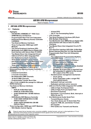 AM1806_11 datasheet - AM1806 ARM Microprocessor