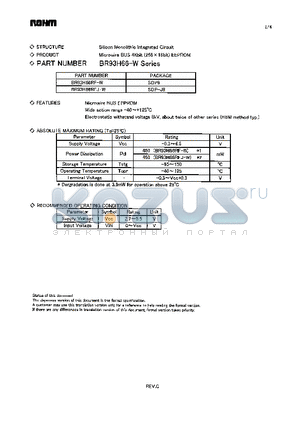 BR93H66RF-W datasheet - Microwire BUS 4Kbit (256 x 16bit) EEPROM