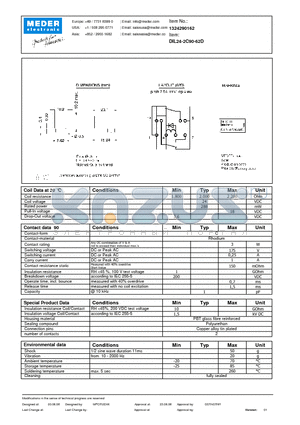 DIL24-2C90-62D datasheet - DIL Reed Relays