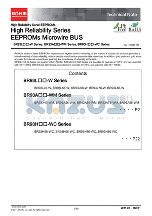 BR93L46-W datasheet - High Reliability Series EEPROMs Microwire BUS