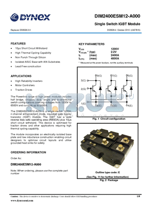 DIM2400ESM12-A000 datasheet - Single Switch IGBT Module