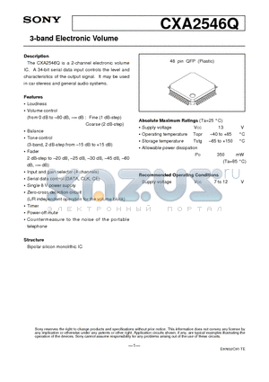 CXA2546Q datasheet - 3-band Electronic Volume