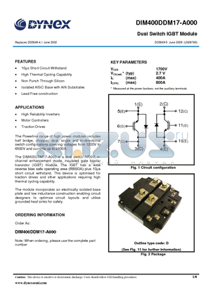 DIM400DDM17-A000_09 datasheet - Dual Switch IGBT Module