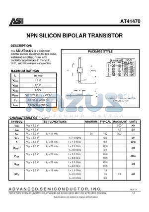 AT41470 datasheet - NPN SILICON BIPOLAR TRANSISTOR