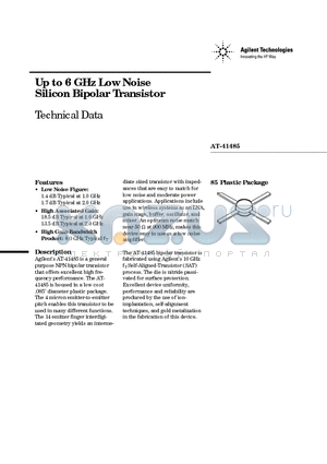 AT41485 datasheet - Up to 6 GHz Low Noise Silicon Bipolar Transistor