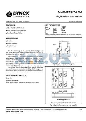 DIM800FSS17-A000 datasheet - Single Switch IGBT Module