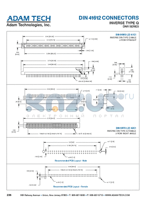 DIN-64FR-L22-A3C1 datasheet - DIN 41612 CONNECTORS INVERSE TYPE Q