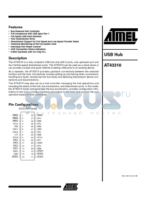 AT43310 datasheet - USB Hub