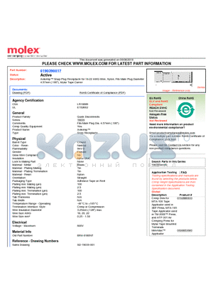 BRA-8180NT datasheet - Avikrimp Snap Plug Receptacle for 18-22 AWG Wire, Nylon, Fits Male Plug Diameter4.57mm (.180