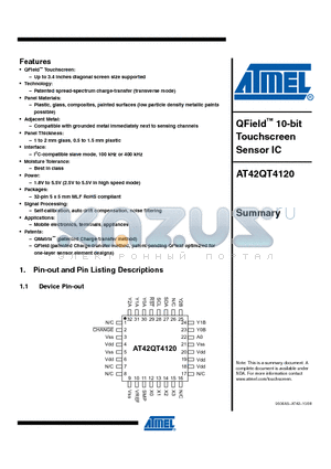 AT42QT4120 datasheet - Patented spread-spectrum charge-transfer (transverse mode)