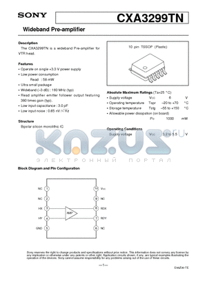 CXA3299TN datasheet - Wideband Pre-amplifier