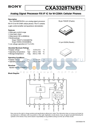 CXA3328EN datasheet - Analog Signal Processor RX-IF IC for W-CDMA Cellular Phones